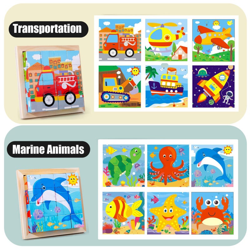 Aykzaqe Cube Puzzle with Storage Tray,Toddler Kids Puzzles Ages 3 4 5 6,Educational Learning Montessori Toys for 3 4 5 Year Old,Puzzles for Kids 3-5 4-6 Years Old,4 Packs(6 Puzzles of one Pack) - Image 4